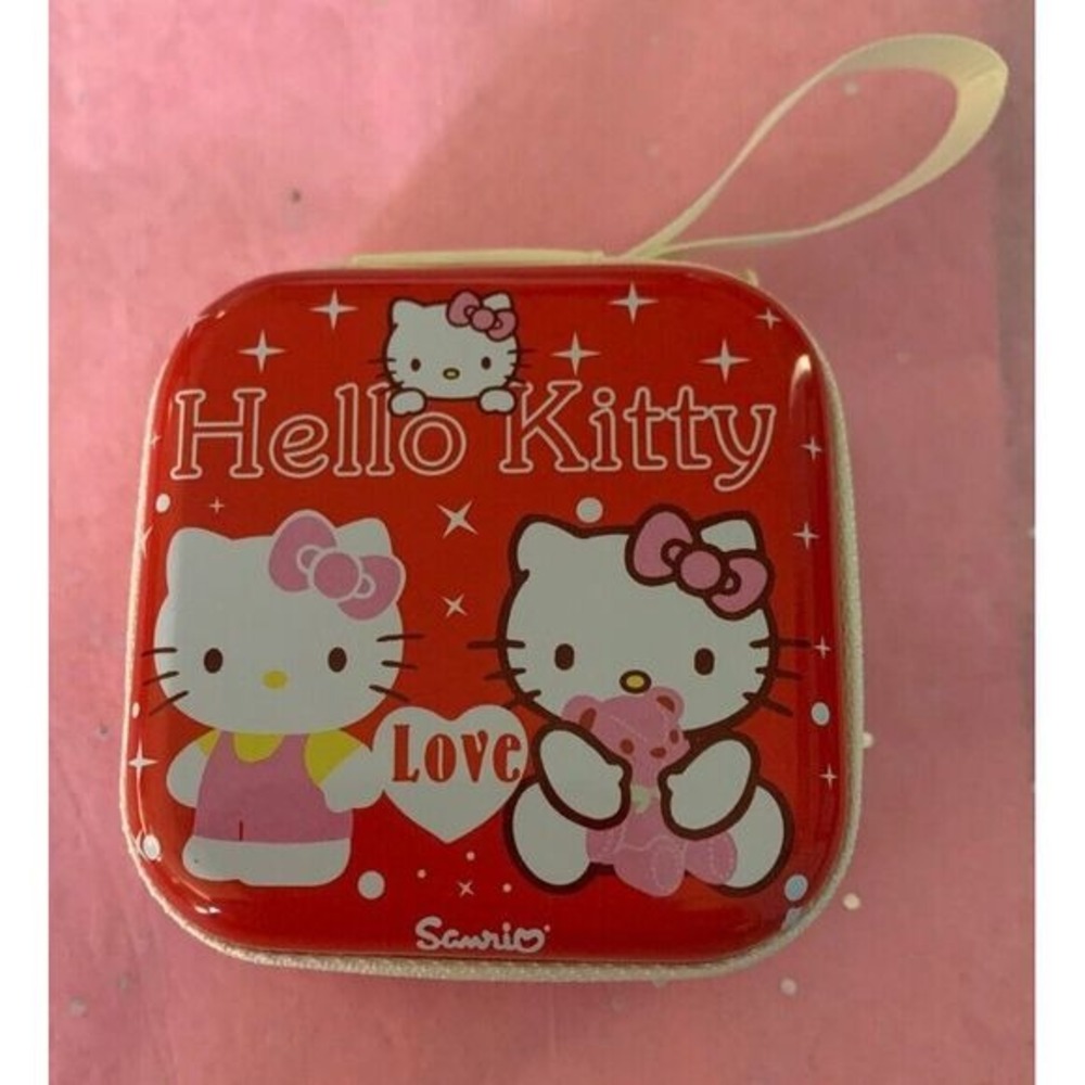 Hello KITTY‎ Love Heart Coin Bag Storage Pouch Earbuds Jewelry Box Zip New